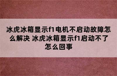 冰虎冰箱显示f1电机不启动故障怎么解决 冰虎冰箱显示f1启动不了怎么回事